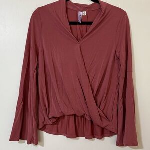 Alya Mauve Long Sleeve Wrap Blouse